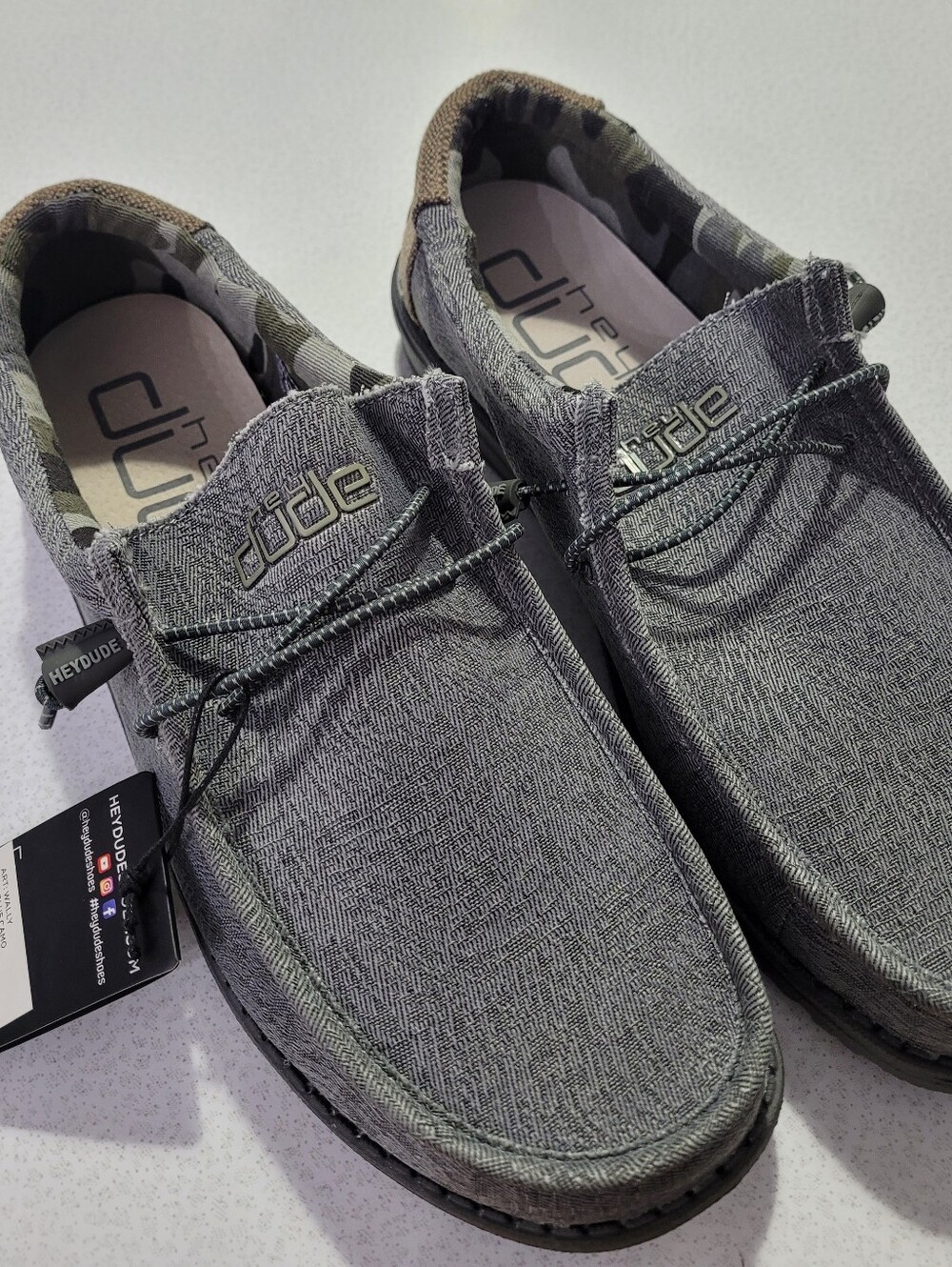 New Hey Dude Wally grey light camo slip on Shoes Men's 9